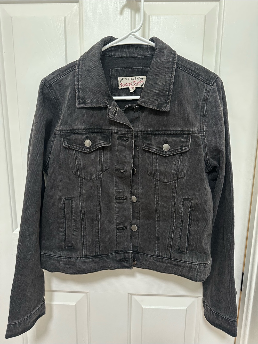 Stoosh Washed Black Denim Jacket Womens size medium button down